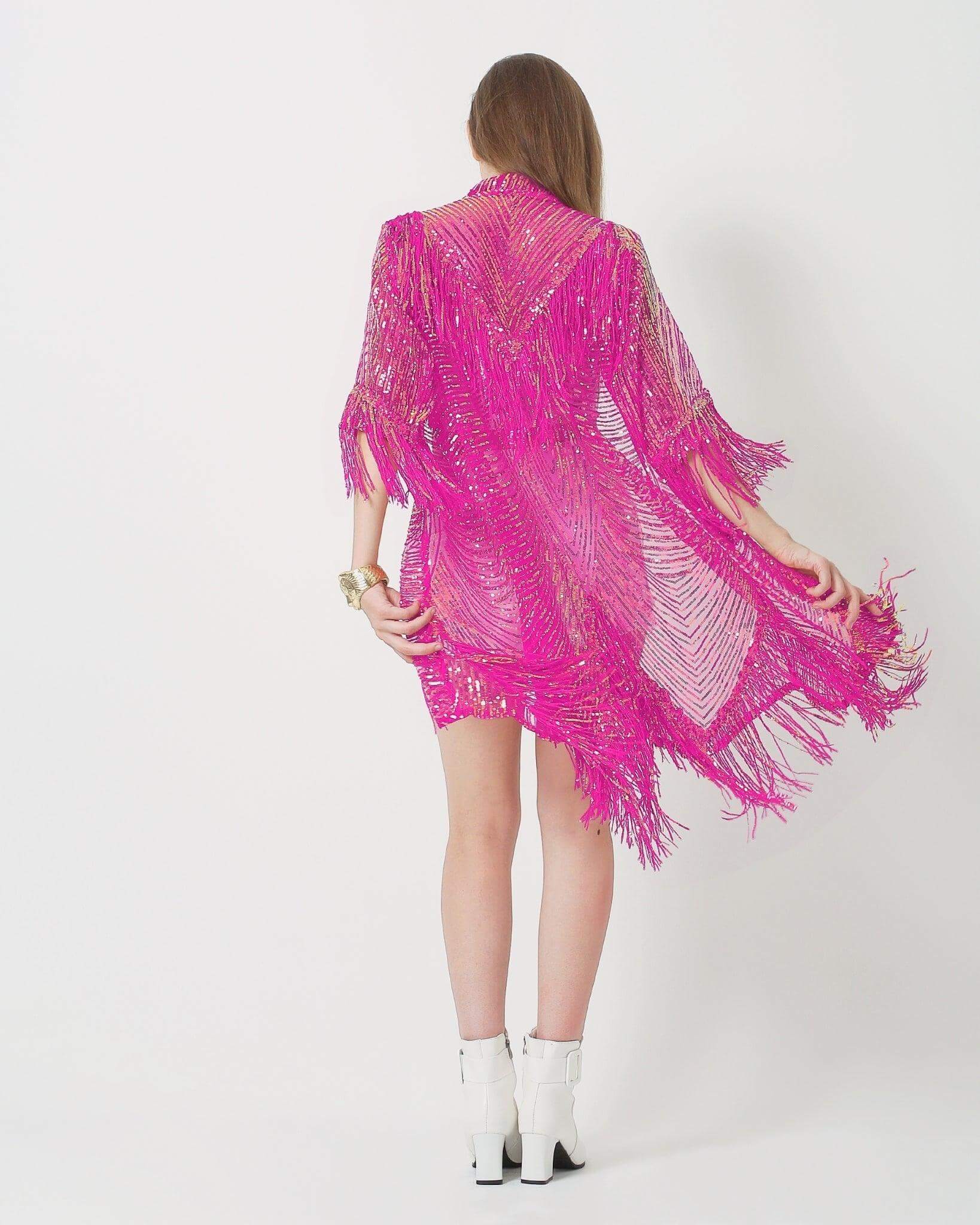 Barbie Pink Sequin Kimono - Luxury Kimono - Rave and Festival Robe for Women - Coachella Outfit Festivo Kimonos Barbie Pink Sequin Kimono - Luxury Kimono - Rave and Festival Robe for Women - Coachella Outfit Festivo Kimonos