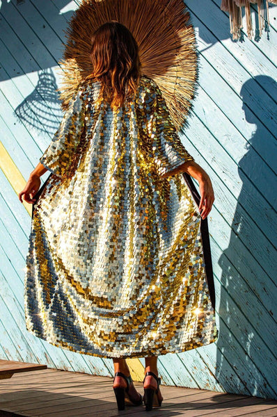 Gold Sequin Kimono for Rave and Festival Outfit  Festivo Kimonos